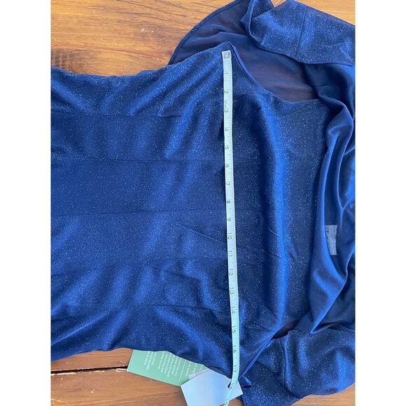 NWT J. Taylor Dress Size 12 Dark Blue Sparkle Formal Cape Evening Crew Neckline - Picture 8 of 13